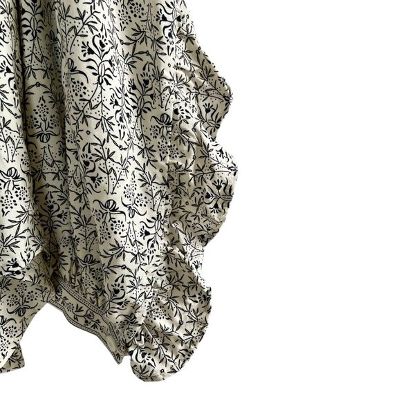 Max Studio Ruffle-Back Button-Down Blouse Black Floral on Cream Size XL - Picture 10 of 16